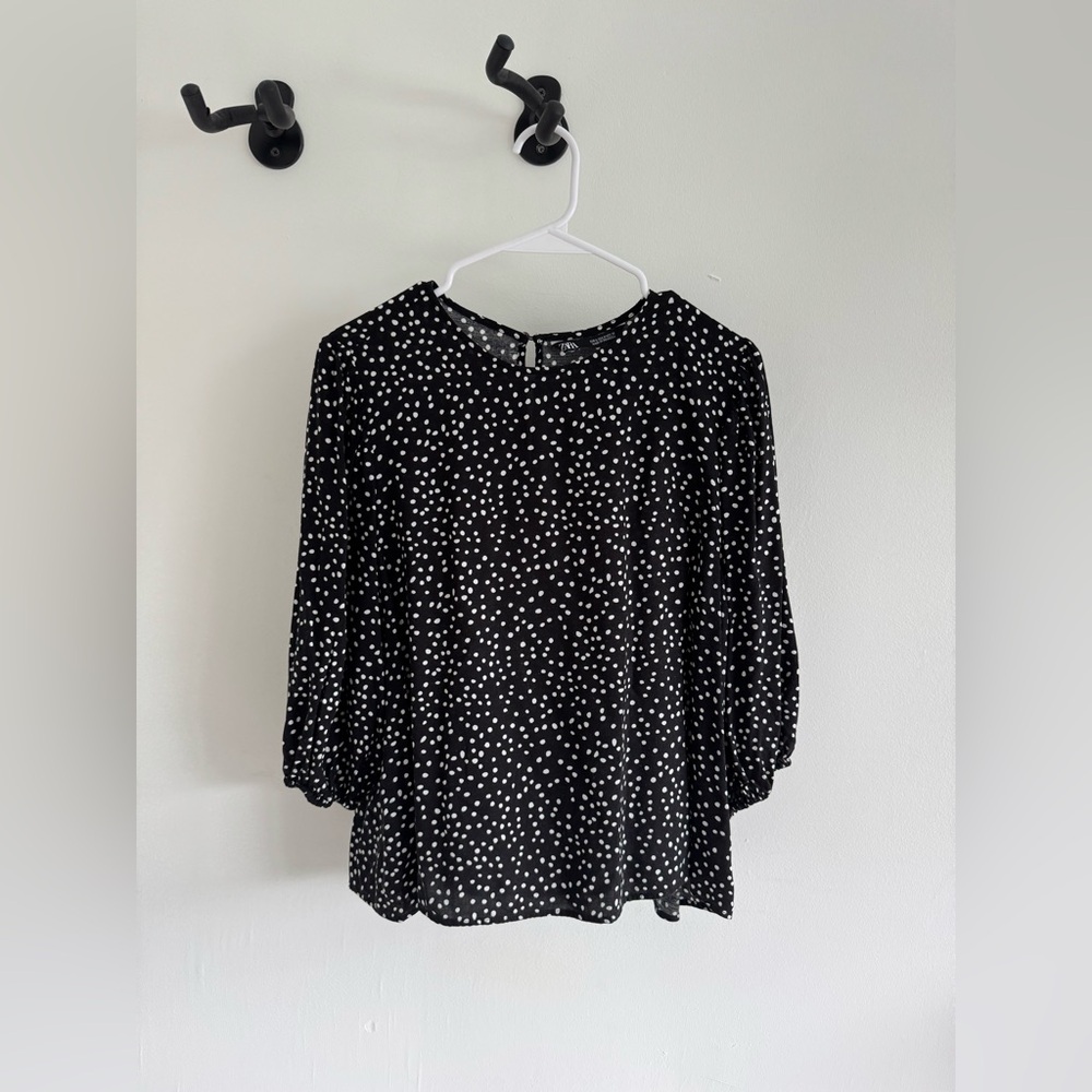 Zara Black and White Dotted Blouse